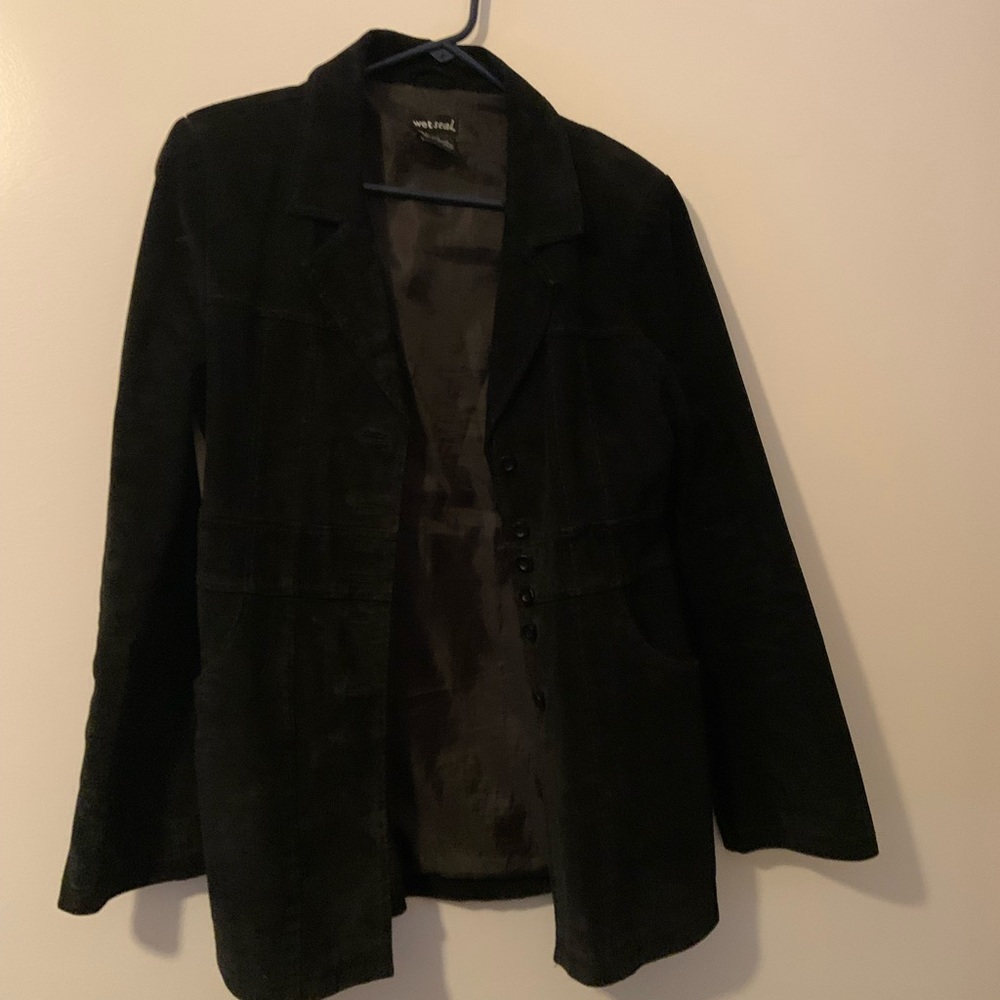 Womens Wet Seal Suede 3/4 Length Jacket